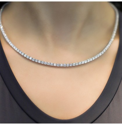 12.9 carat TW Lab Diamond Four Prong Tennis Necklace full