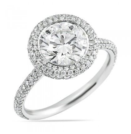 2.05ct Round Diamond Platinum Three-Row Band Engagement Ring top