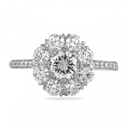 .42 ct Round Diamond Vintage Halo Engagement Ring flat