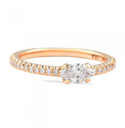 Marquise Cut Diamond Rose Gold Super Stackable Ring flat