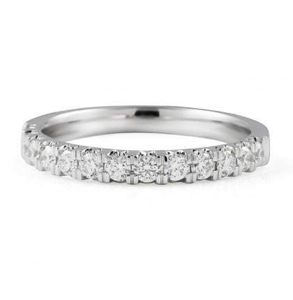 Round Diamond Fishtail Pave Halfway Band flat