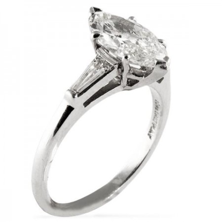 1.75 carat Marquise Diamond Platinum Engagement Ring flat