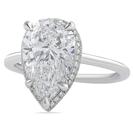 3.03ct Pear Shape Lab Diamond Hidden Halo™ Ring flat