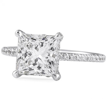 2.42 ct Princess Cut Lab Diamond Engagement Ring flat