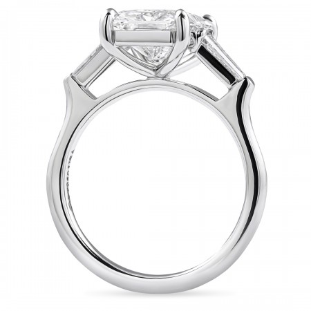 3.81 carat Radiant Cut Lab Diamond Three-Stone Ring flat