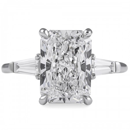 3.81 carat Radiant Cut Lab Diamond Three-Stone Ring flat