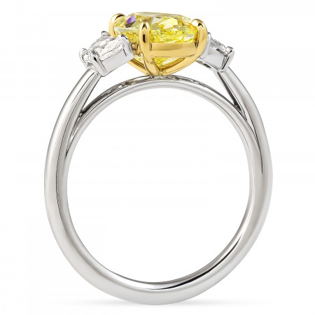 3.27 carat Oval Yellow Diamond Three-Stone ring flat