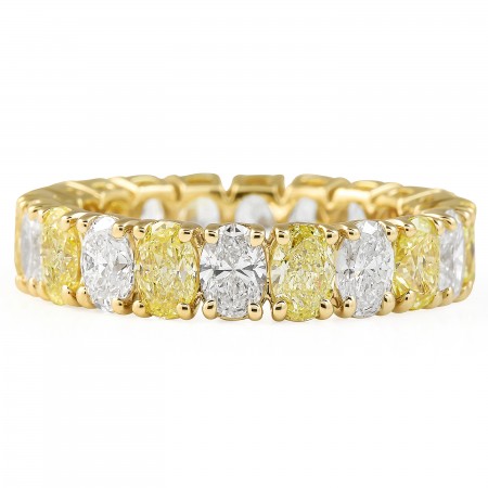 Oval Shape Alternating Diamond & Yellow Diamond Eternity Band flat