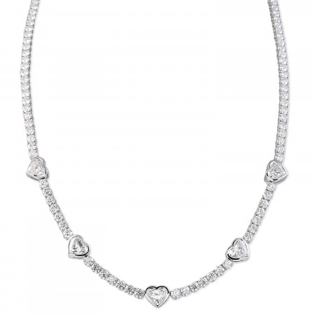 12.37 carat TW Round & Heart Shape Lab Diamond Tennis Necklace