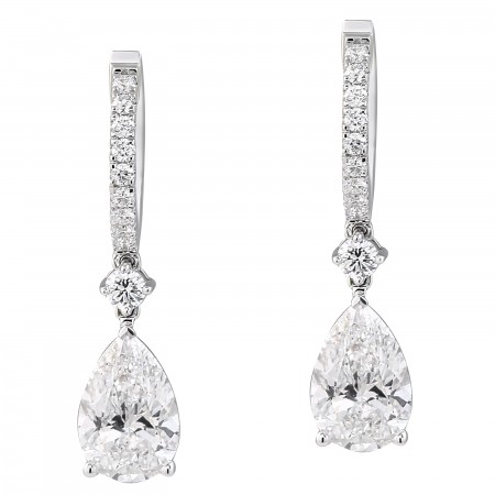 Pear Shape Lab Diamond Drop Earrings front