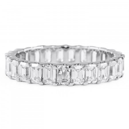 2.45 carat Emerald Cut Lab Diamond U-Shape Eternity Band wg