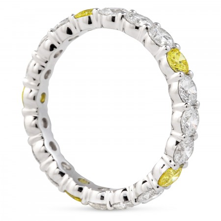 2.2 carat Round Lab Colorless and Yellow Diamond Eternity Band flat