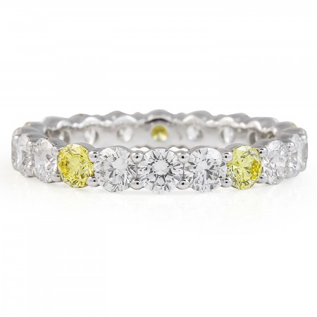 2.2 carat Round Lab Colorless and Yellow Diamond Eternity Band flat