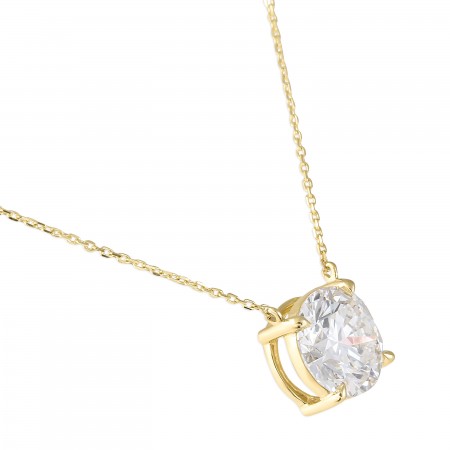 3 carat Round Lab Diamond Solitaire Pendant front