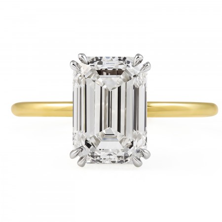 3.01 carat Emerald Cut Diamond Super Slim Ring flat