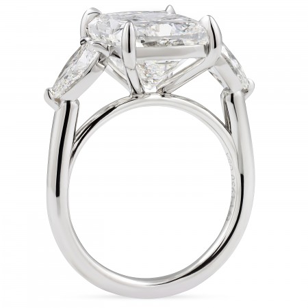 7.01 carat Cushion Cut Diamond Three-Stone Ring flat