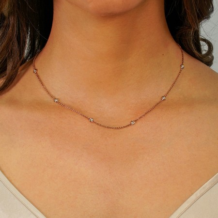 .55 carat TW Diamond by the Yard Rose Gold Necklace