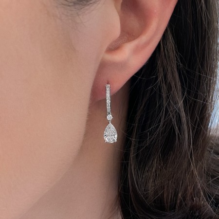 Pear Shape Lab Diamond Drop Earrings front