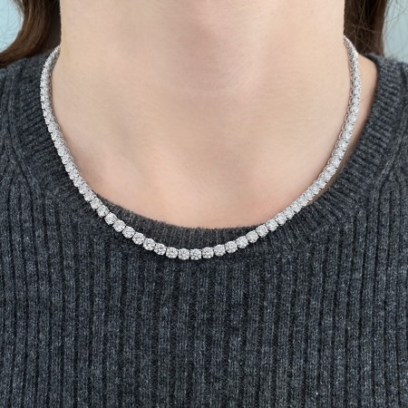 26.1 carat TW Round Lab Diamond Tennis Necklace