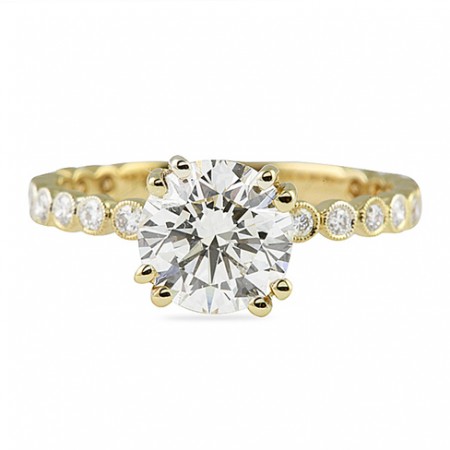1.45 Carat Round Diamond Yellow Gold Engagement Ring