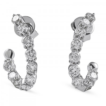 Curved Diamond Huggie Earrings front