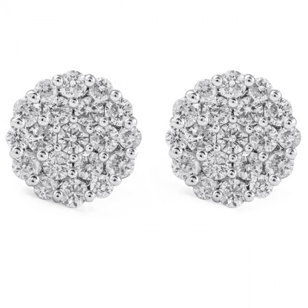 Round Diamond Cluster Earrings flat