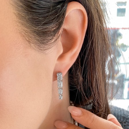 Graduating Radiant Lab Diamond Drop Earrings straight