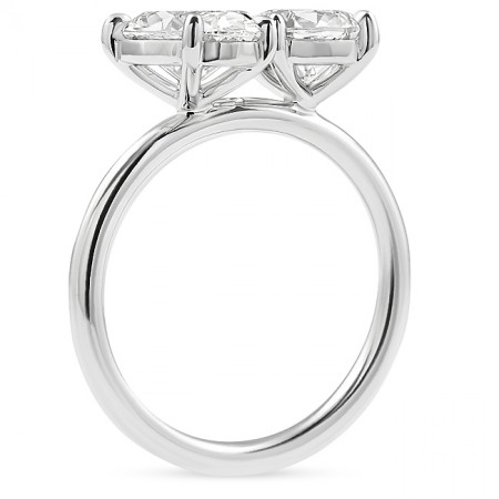 1.58 carat Oval and 1.06 carat Cushion Lab Diamond Duo Ring flat