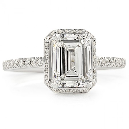 2ct Emerald Cut Lab Diamond Hidden Halo™ Ring top