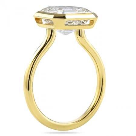 4.25 carat Asscher Cut Lab Diamond Bezel Set Ring flat