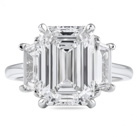 5.09 carat Emerald Cut Lab Diamond Three-Stone Ring top