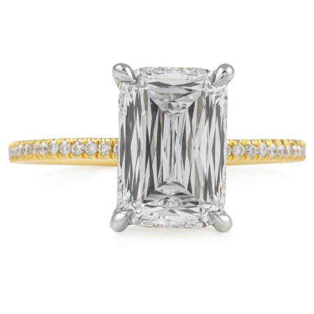 2.73 carat Hybrid Step Cut Lab Diamond Two-Tone Ring flat