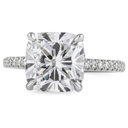 4.04 carat Lab Grown Cushion Diamond Signature Wrap Ring flat