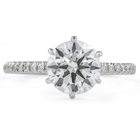 1.90 carat Round Lab Diamond 6-Prong Engagement Ring Flat