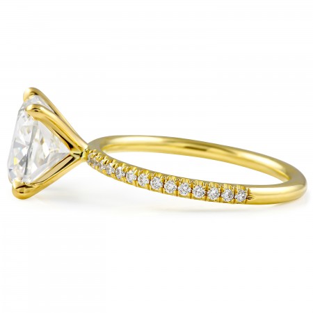 2.91 carat Cushion Cut Lab Diamond Four Prong Engagement Ring flat