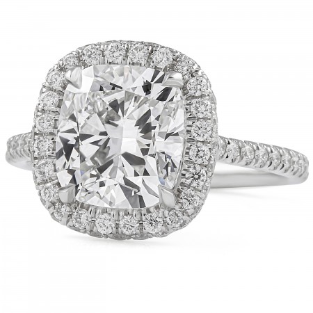 3.08 carat Cushion Cut Lab Diamond Double Edge Halo Ring gallery