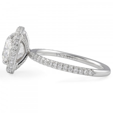 2.23 Carat Cushion Cut Lab Diamond Double Edge Halo Ring flat