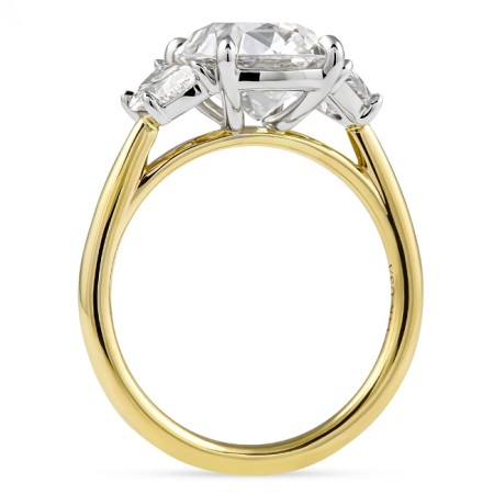 3.03 Antique Cushion Lab Diamond Three-Stone Engagement Ring flat