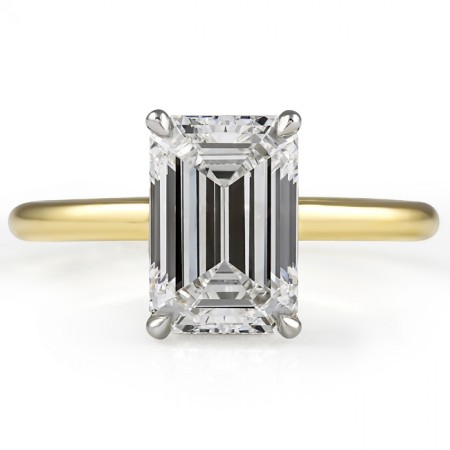 2.73 carat Emerald Cut Lab Diamond Solitaire Engagement Ring flat