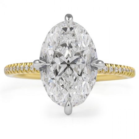 3.75 carat Antique Oval Lab Diamond Compass Set Engagement Ring flat