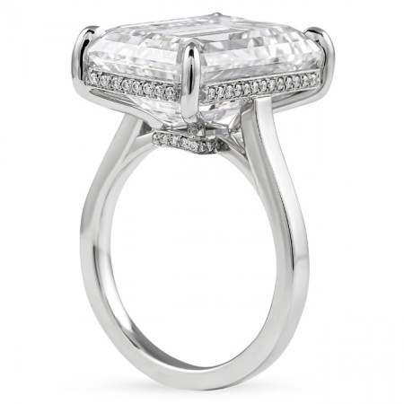 12.01 carat Emerald Cut Lab Diamond Engagement Ring top