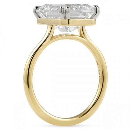 6.04 carat Emerald Cut Lab Diamond Solitaire Ring flat