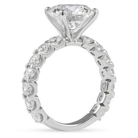 3.53 carat Round Lab Diamond U-Shape Band Ring flat