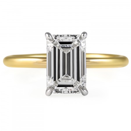 2.09 carat Emerald Cut Lab Diamond Solitaire Ring flat