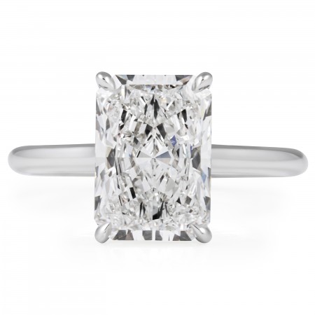 3.41 carat Radiant Cut Lab Diamond Solitaire Cathedral Ring flat