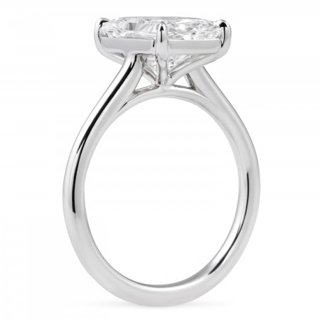 3.41 carat Radiant Cut Lab Diamond Solitaire Cathedral Ring flat