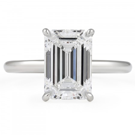 3.09 carat Emerald Cut Lab Diamond Solitaire Ring flat