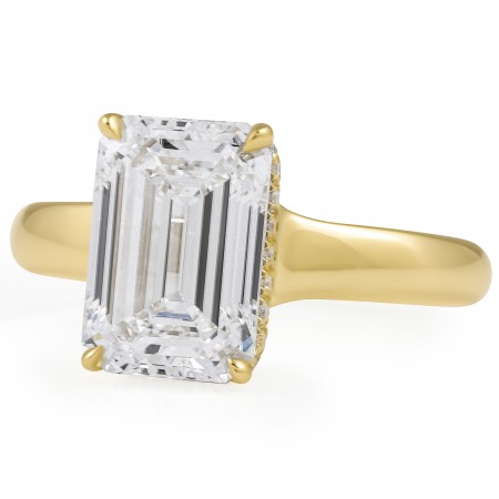 3.05 carat Emerald Cut Lab Diamond Tapered Band Ring flat