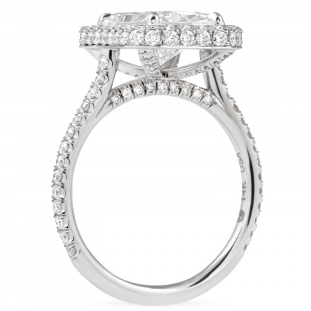 3.07 carat Radiant Cut Lab Diamond Double Edge Halo Ring flat