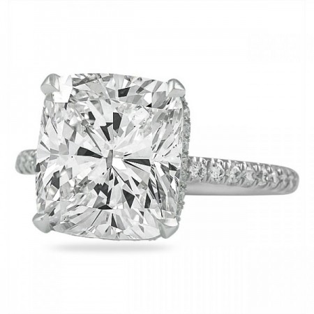 5.21 carat Cushion Cut Diamond Signature Wrap Engagement Ring flat